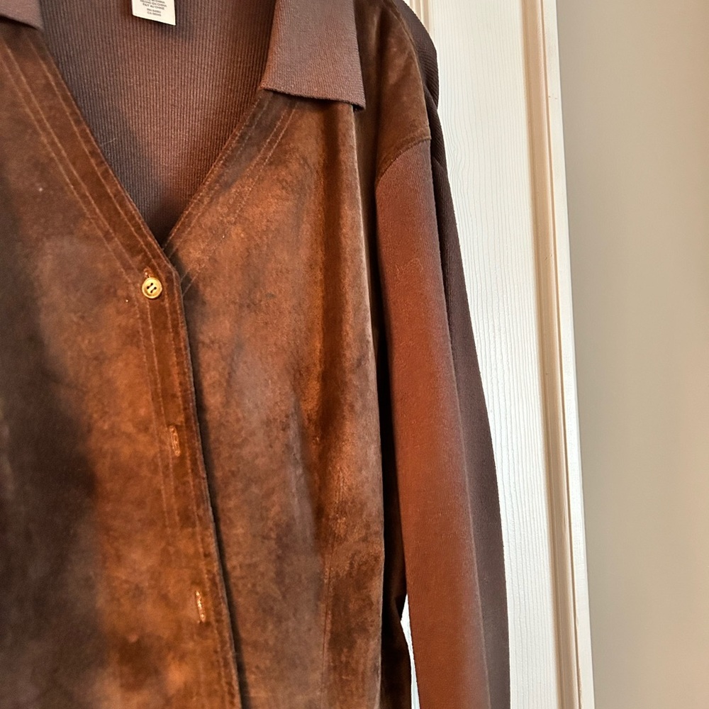 Ladies sweater suede jacket